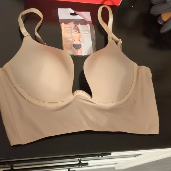 Sealsea Convertible Deep Plunge Low Back Beige Bra Size 36C - Picture 2 of 15